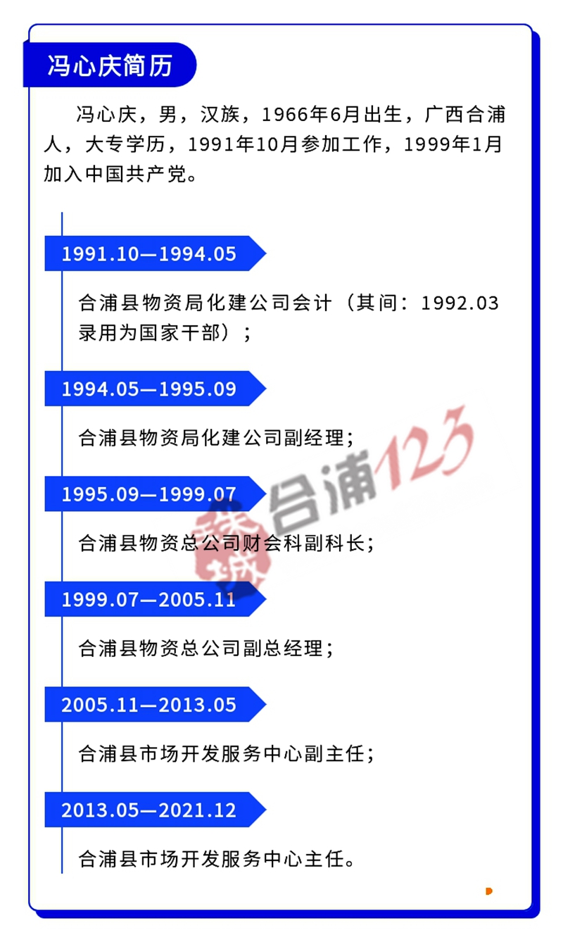 已被双开合浦县市场开发服务中心原党支部书记主任冯心庆被立案调查