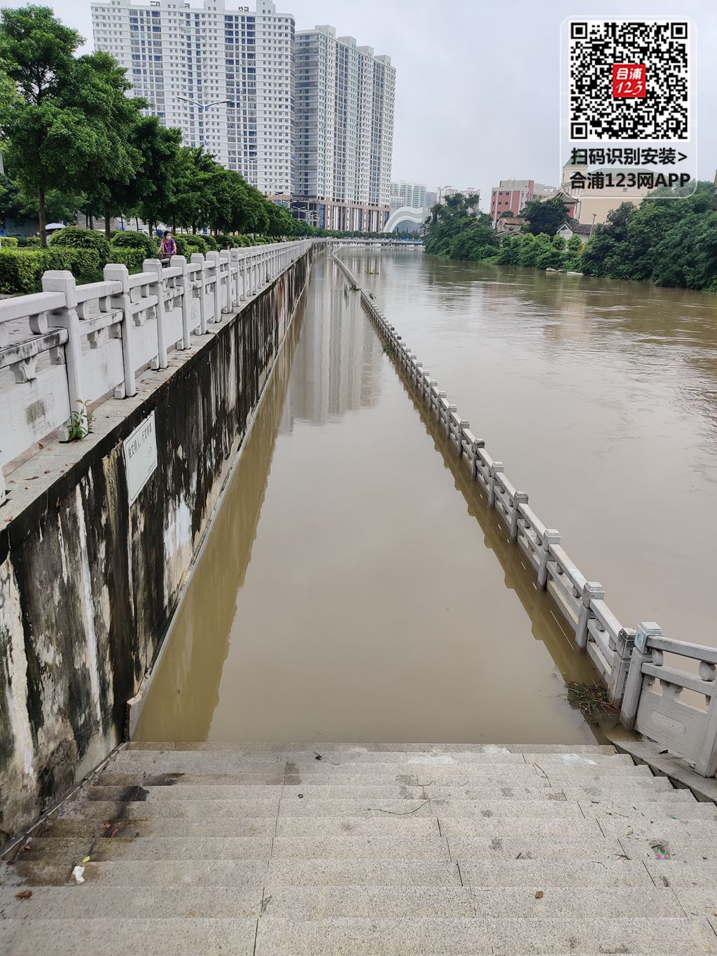 街坊感叹:好久没见过西门江这么大的水了 